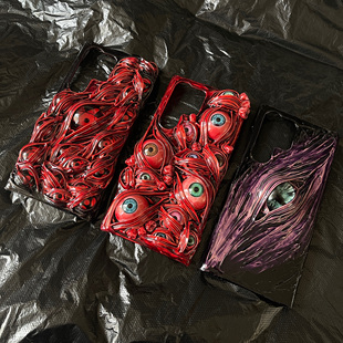 适用定制手机壳奶油胶暗黑炸裂手工仿真礼物