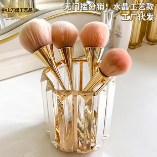 欧美ins抽纸盒水晶金属金色笔筒玻璃化妆刷收纳筒纸巾盒白水晶