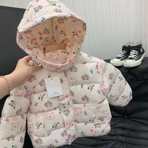 儿童棉袄轻薄款外套连帽衣男女宝宝棉服中小童可爱加厚秋冬装保暖