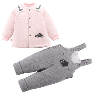 小数点童装儿童背带套装夹棉男宝棉衣女孩棉背带裤秋冬外套