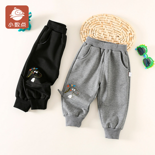 小数点男宝双层卫裤秋季新款长裤休闲裤子男童加厚洋气秋装裤