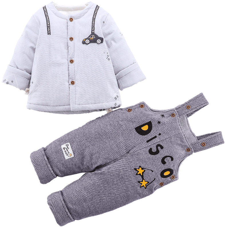 小数点童装儿童套装男宝宝棉衣棉裤冬季新款外套加厚背带裤子