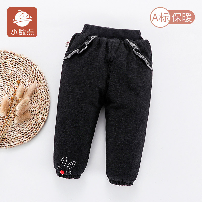 小数点童装裤子针织牛仔棉裤宝宝保暖长裤子女童装秋冬裤子1-5岁