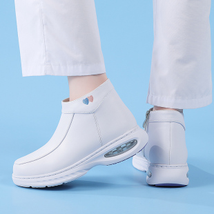 护士鞋女秋冬季软底不累脚防滑平底厚底增高加绒加厚医护工作棉鞋