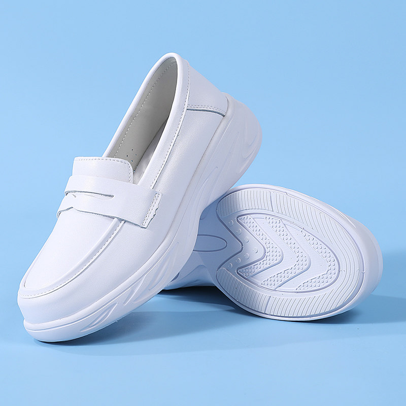 春夏护士鞋女软底透气防滑不累脚厚底增高百搭学生医护工作鞋黑色