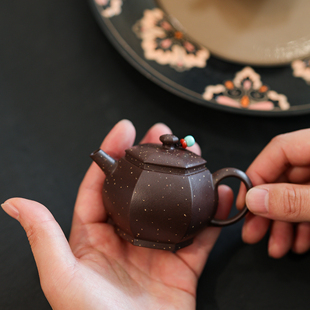 全手工小品壶 老紫泥方器 原矿紫砂壶 85c六方巨轮 12.23出窑2只