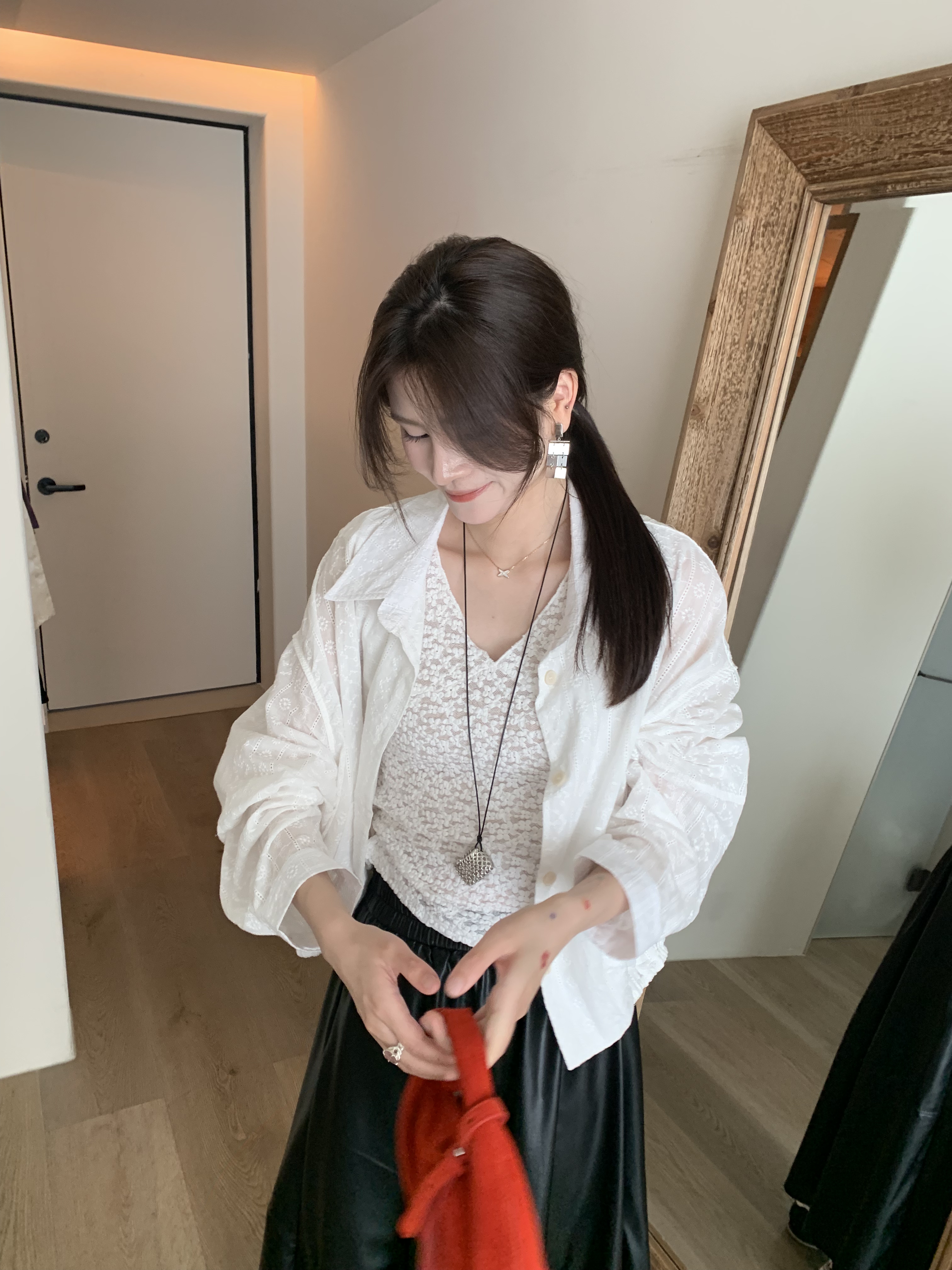 2025秋季新款韩版宽松显瘦百搭拼接长袖衬衫女上衣加背心两件套