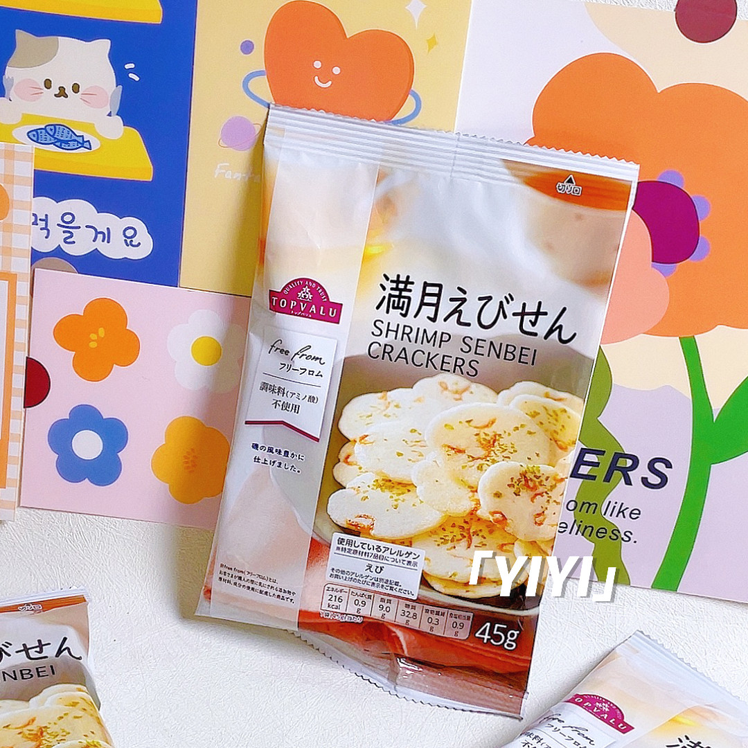 日本永旺满月鲜虾片非油炸类酥脆咸香风味topvalu休闲膨化零食45g