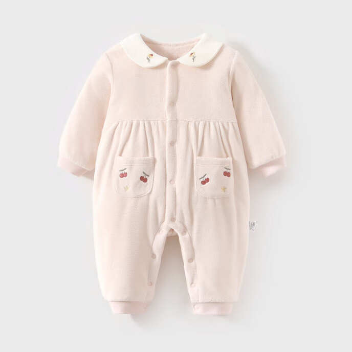 婴儿连体衣a类纯棉夹棉秋冬季女宝宝衣服哈衣薄棉摇粒绒外出服40g