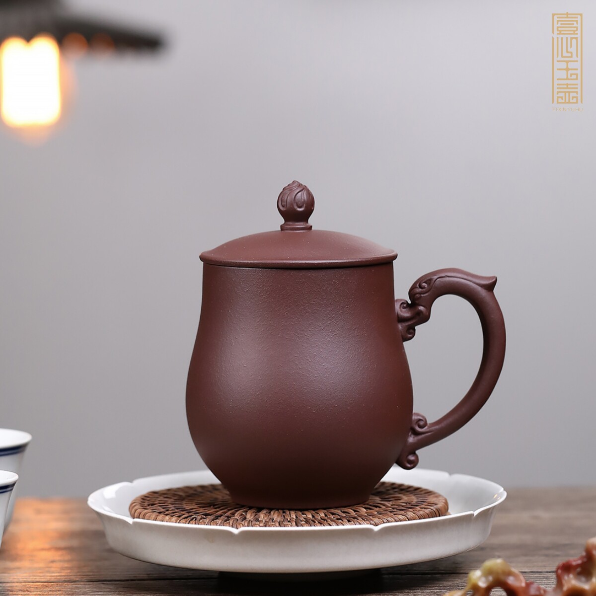 一心玉壶高端收藏级紫砂杯 名师纯手工带盖泡茶杯 龙珠杯420cc