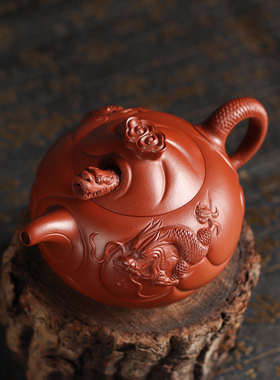 一心玉壶  唐志平老师单品 一级纯手工原矿紫砂红泥鱼化龙450CC