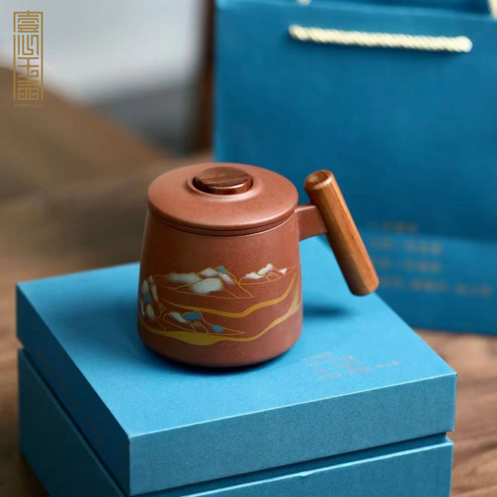 一心玉壶紫砂杯茶杯茶滤网送领导教师长辈杯子纯手工礼品礼盒套装