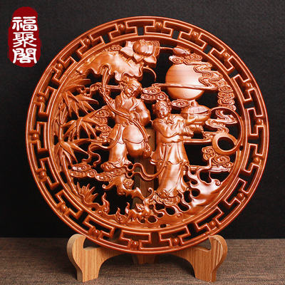 桃木和合摆件挂件卧室木雕摆设