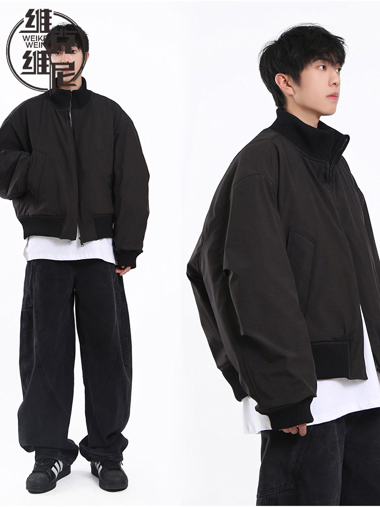 飞行员夹克外套男秋冬夹棉加厚棉服美式潮牌痞帅宽松短款保暖棉衣