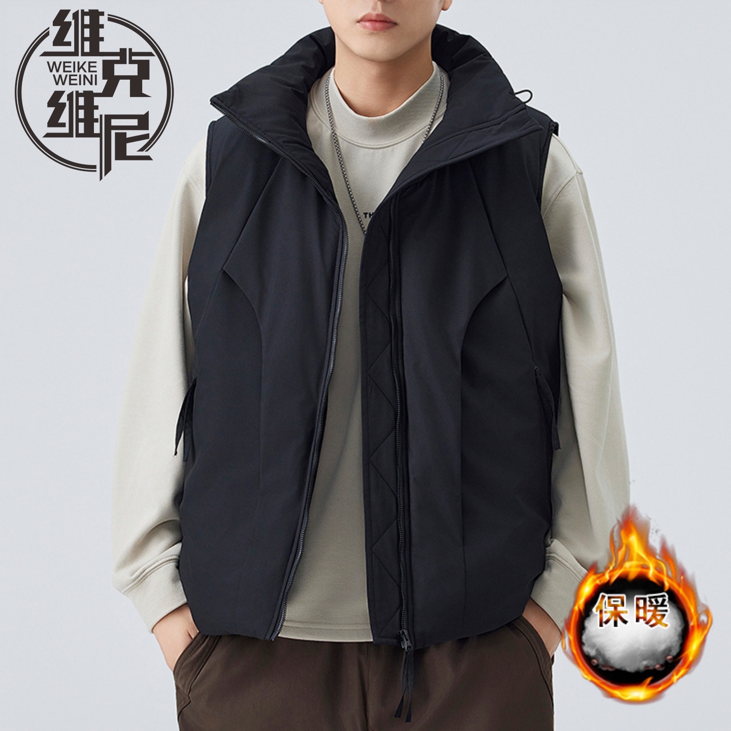 马甲棉服外套男士2025秋冬新款美式潮牌休闲帅气加厚保暖坎肩背心