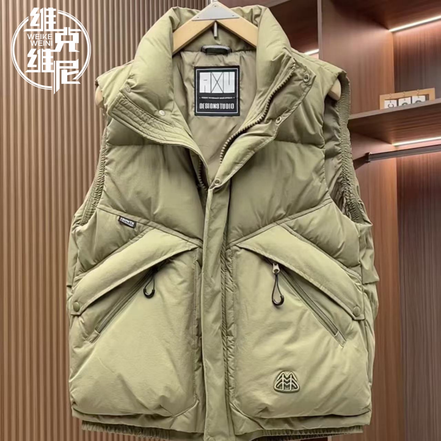 工装羽绒马甲男士2025冬季新款美式潮牌复古休闲拉链口袋坎肩外套