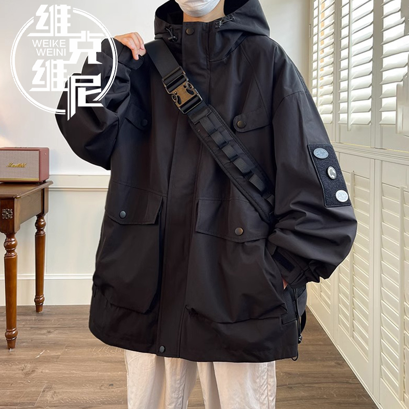 美式冲锋衣外套男潮牌2025春秋季新款大码宽松高级感休闲工装夹克
