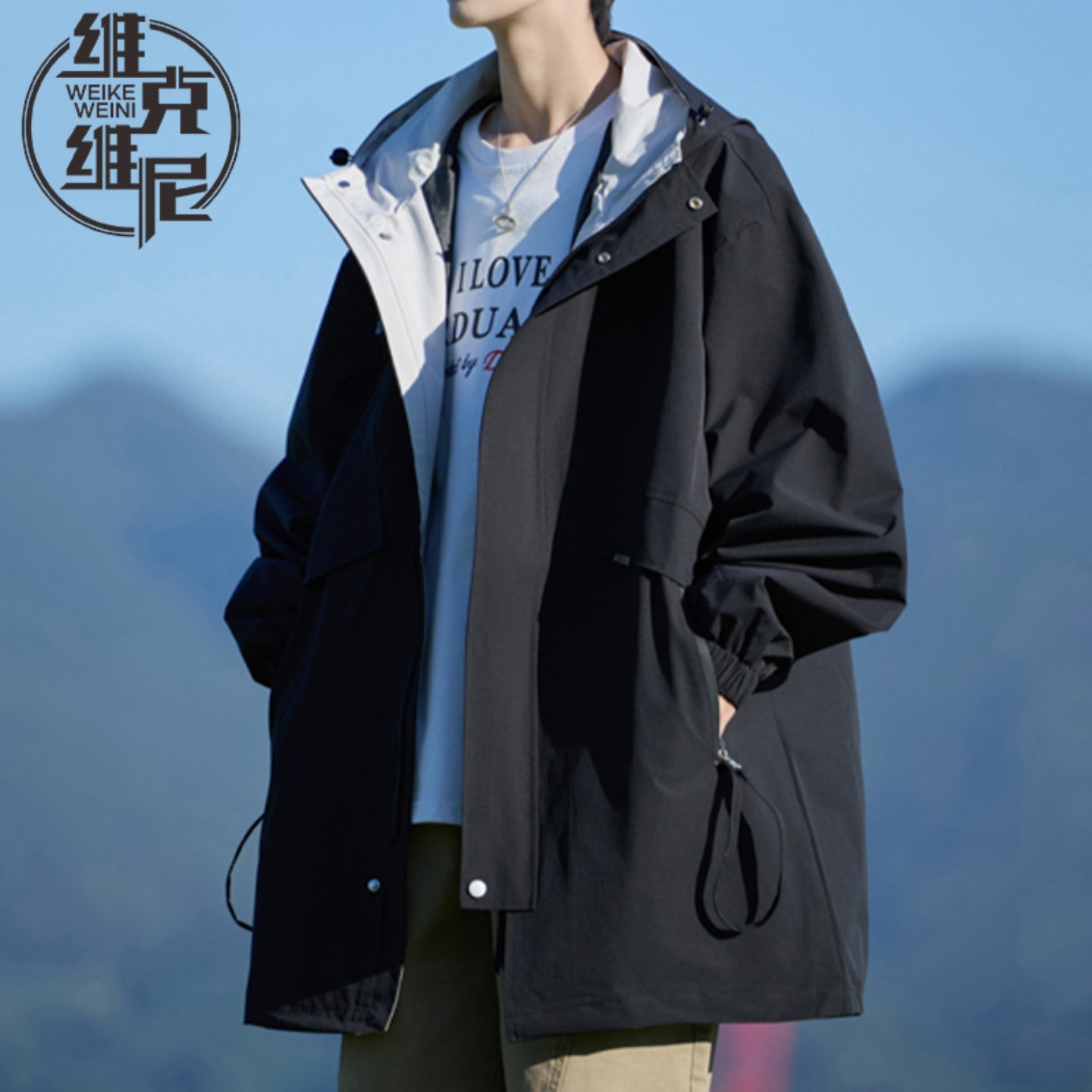 工装夹克外套男士秋冬季新款美式潮牌宽松大码加绒加厚中长款风衣