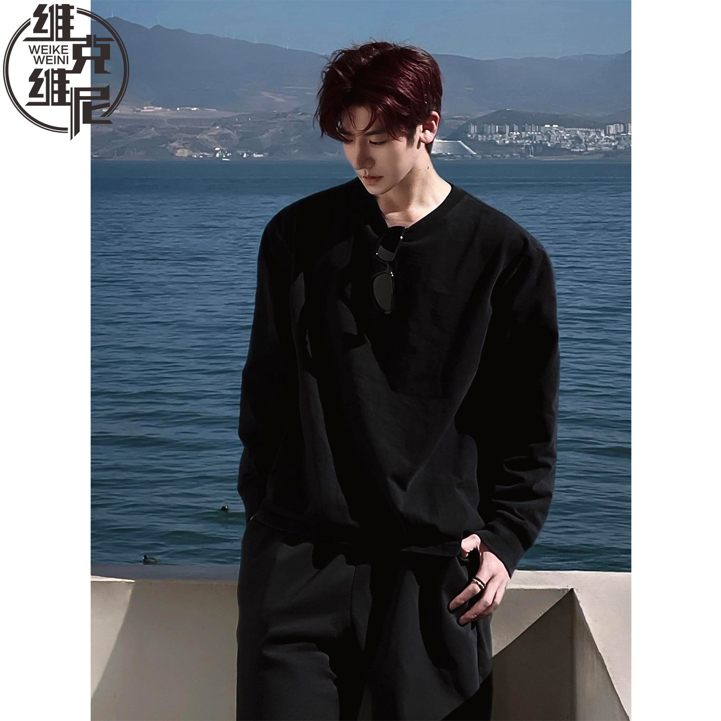 黑色长袖T恤男士2026年春季新款美式潮牌休闲帅气高级感宽松上衣