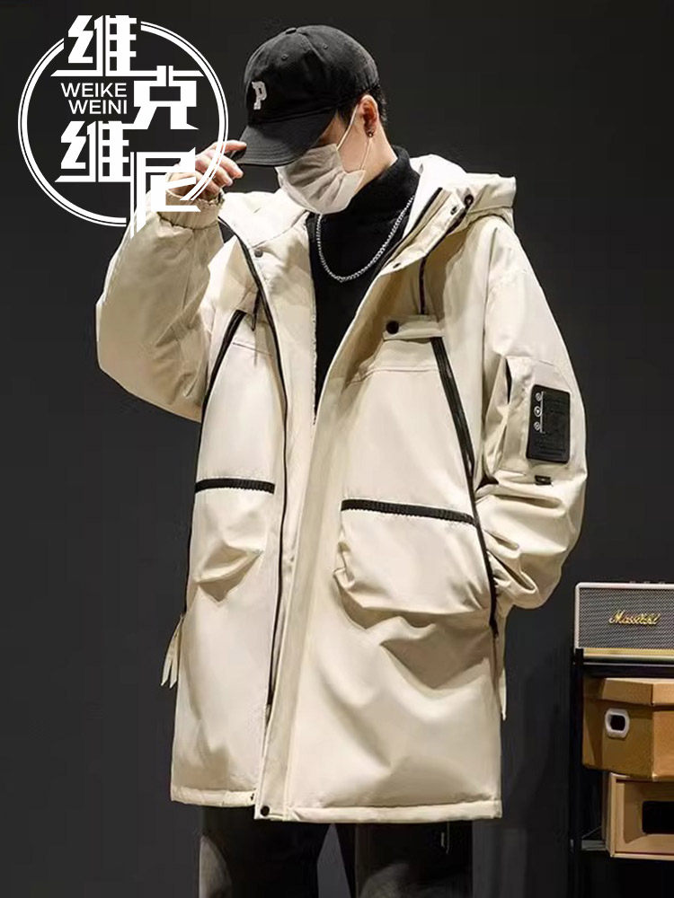 男式羽绒服2025冬季新韩式时尚休闲帅气宽松加厚中长工作夹克