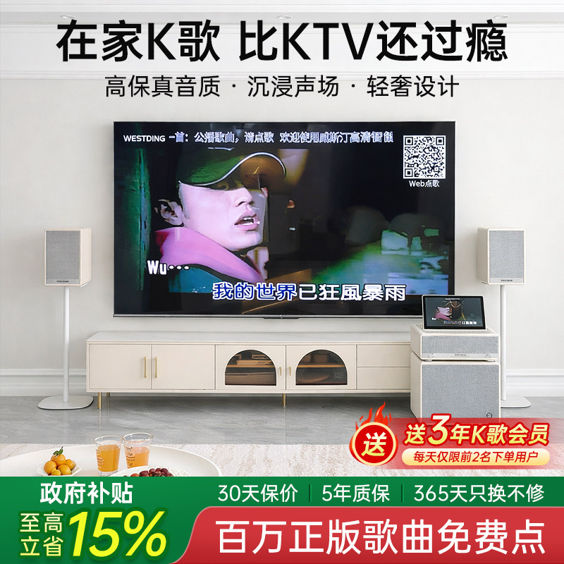 威斯汀家庭KTV音响套装家用卡拉OK点歌机客厅K歌全套唱歌设备轻奢