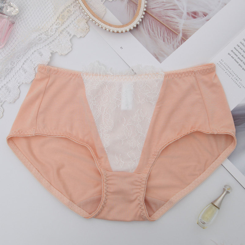 阿裳时尚刺绣蕾丝边提臀女士内裤