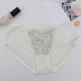 性感刺绣蕾丝边女士内裤 阿裳6072K 轻薄透气网纱中腰提臀三角裤