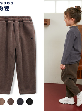 blessdog蓝狗家儿童秋冬加绒灯芯绒一体绒裤子男童女童宽松保暖裤