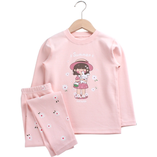 blessdog蓝狗家秋冬鹿绒女童保暖内衣套装儿童加厚棉内衣裤