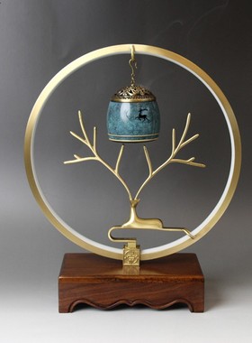 铜新中式铜鹿路路高升蓝牙创意音乐香炉桌面铜装饰摆件日常送礼