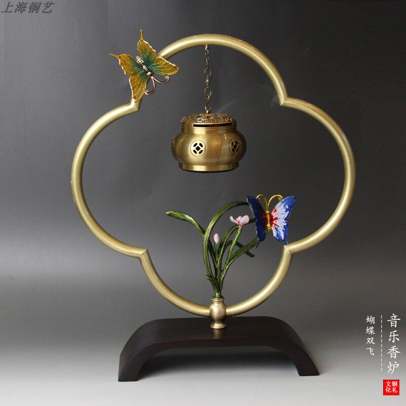室内蝴蝶音乐中式风兰花工艺品