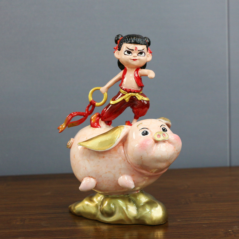 哪吒创意办公室书房中式铜摆件