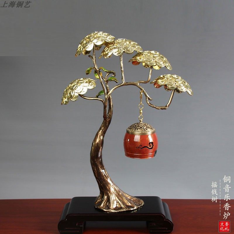 音乐风铜香炉日常送礼盒工艺品