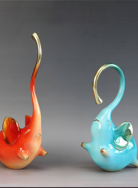 轻奢铜大象摆件新中式家居动物桌面创意铜工艺品吸水象办公室摆件