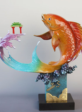 乔迁开业礼物鲤鱼跃龙门摆件全铜