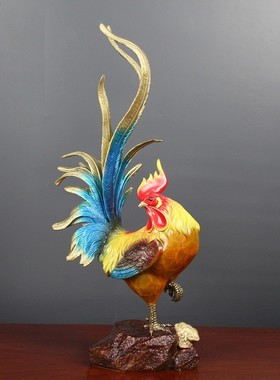 铜摆件金鸡报喜家居客厅工艺品