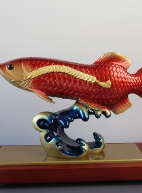 招财金龙鱼铜摆件开业乔迁送礼