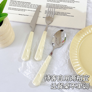 高颜值304不锈钢刀叉套装牛排餐盘西餐餐具全套奶酪刀叉勺三件套