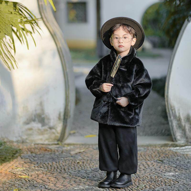2025款男童中国风毛毛绒外套冬女宝宝中式拜年服男孩唐装加棉加厚,童装/婴儿装/亲子装,唐装,淘宝优惠券,粉丝福利购,淘宝优惠卷