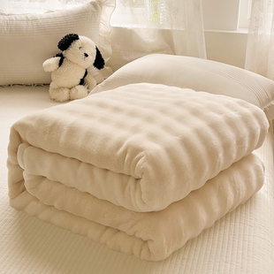 泡泡牛奶绒多功能盖毯加厚双面加绒毛毯午睡毯秋冬季法兰绒小毯子