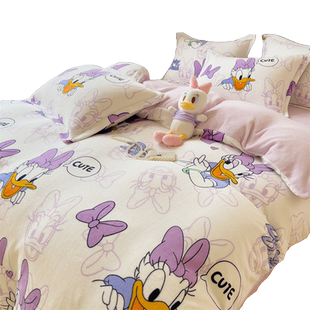 儿童牛奶绒四件套法兰绒加厚被套罩单品床笠床单双人秋冬季床品