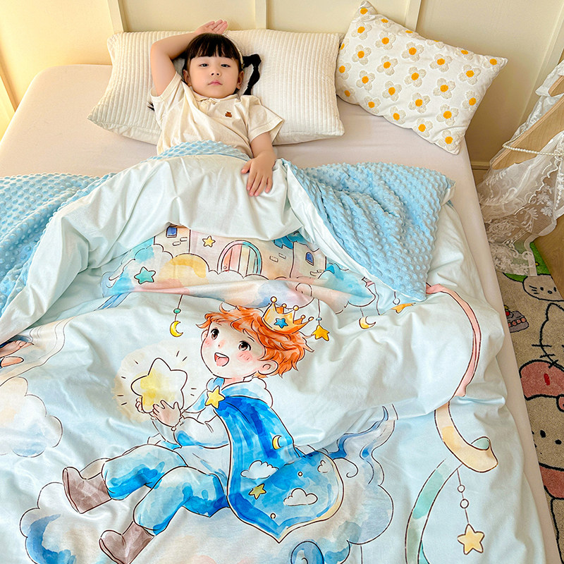 婴幼儿童豆豆被卡通加厚冬被幼儿园宝宝午睡春秋被可拆卸被套单件