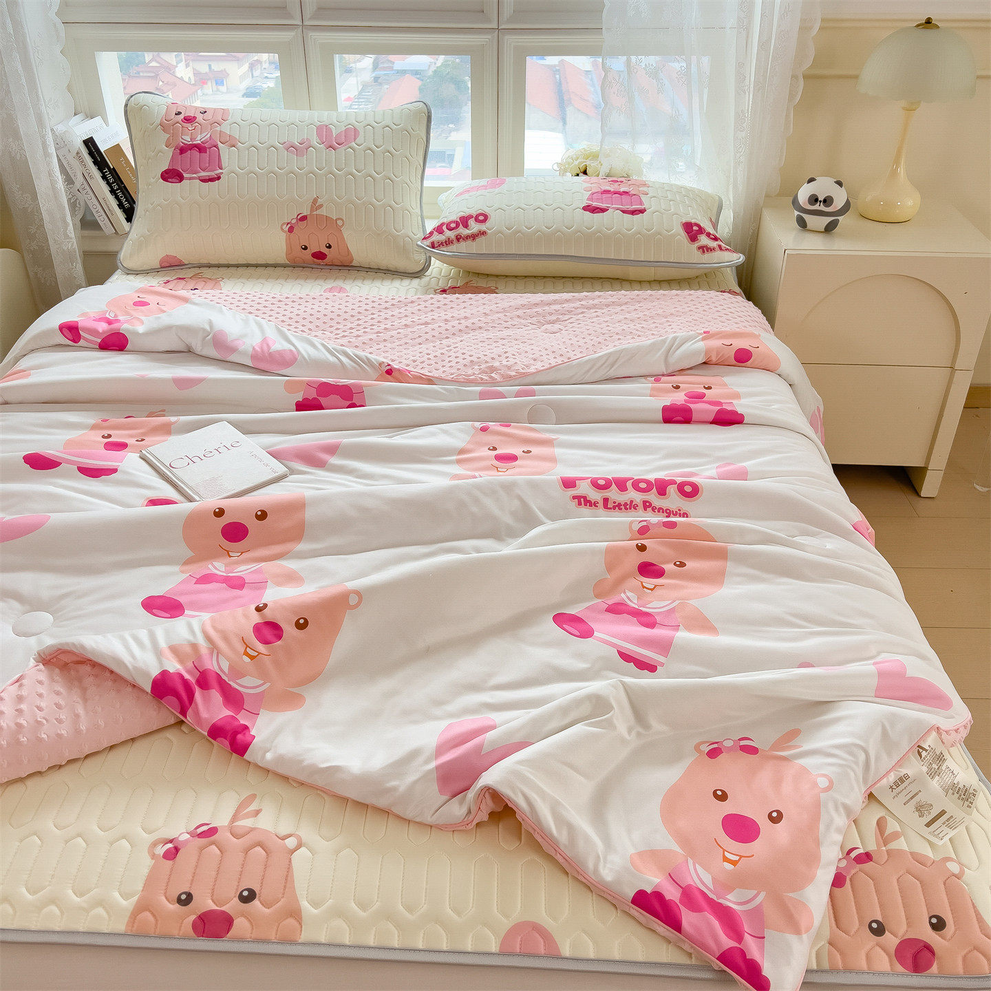 儿童凉感乳胶凉席夏被四件套卡通冰丝夏凉被空调被学生宿舍软床席