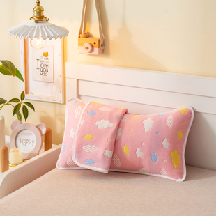 A类纯棉六层纱布枕套婴儿童幼儿园卡通30x50全棉宝宝40x60cm枕头