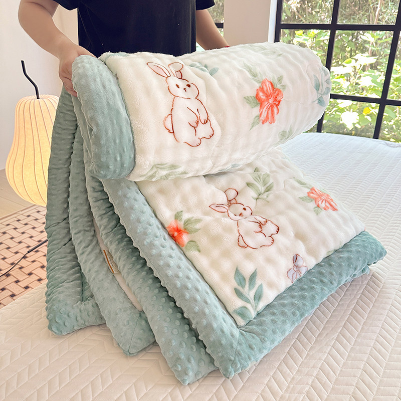 牛奶绒冬被春秋被褥泡泡兔兔绒豆豆被三层夹棉双面绒保暖被子被芯,床上用品,化纤被,淘宝优惠券,粉丝福利购,淘宝优惠卷