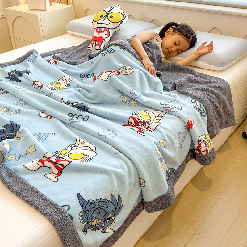 婴幼儿宝宝牛奶绒毛毯儿童宿舍午休披肩毯冬季加厚北极绒小被子