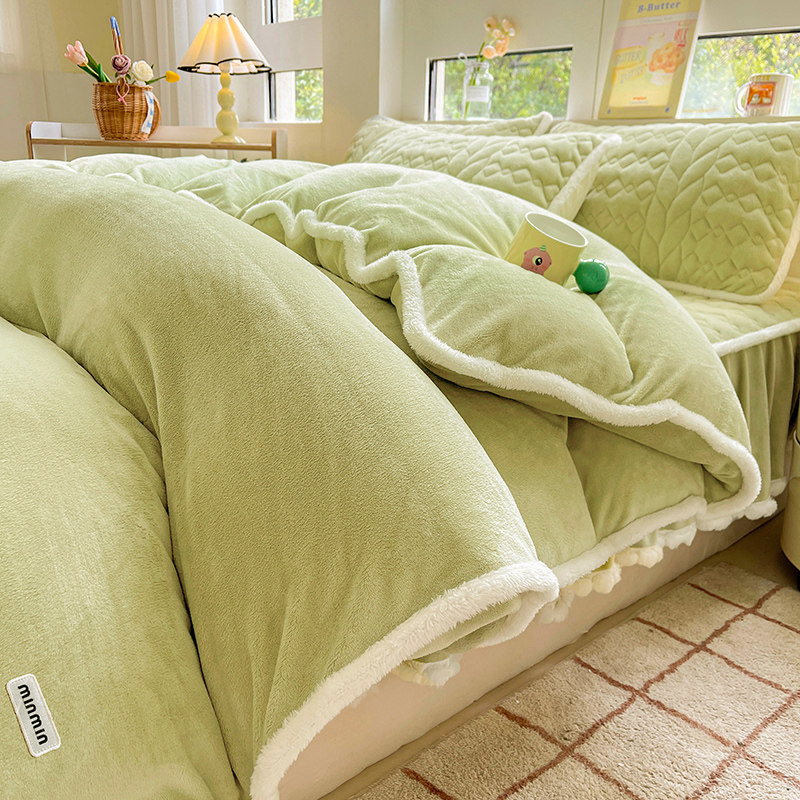 简约风加厚牛奶绒被套单件双面加绒法兰绒被罩单品150x200x230cm