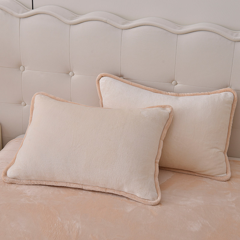 牛奶绒枕套一对装加厚绒面枕头套珊瑚绒法兰绒冬季加绒48cmx74cm