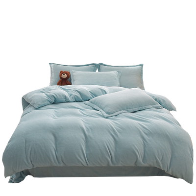 保暖牛奶绒撞色单件被套加厚