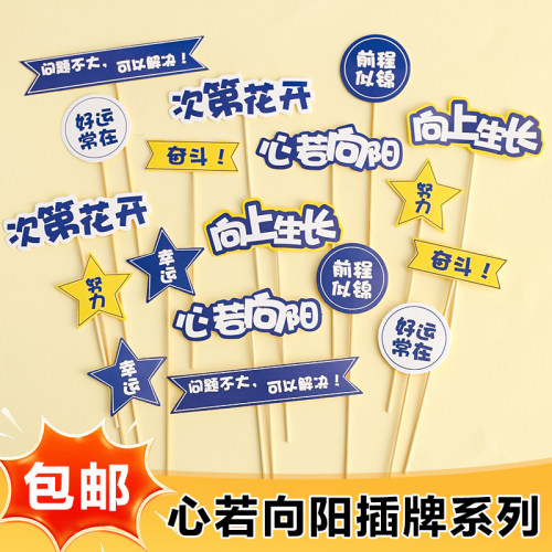 2025毕业季蛋糕装饰插牌前程似锦心若向阳好运常在祝福语装扮插件